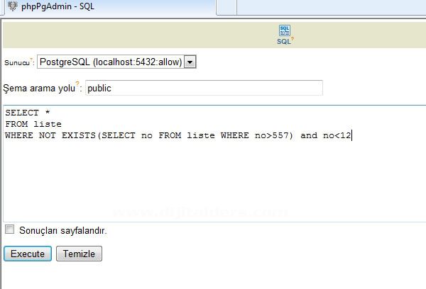 Postgresql Where Kullanımı