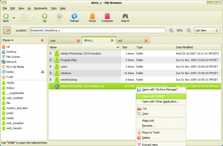 Debian &Uuml;zerine Photoshop CS3 Kurmak